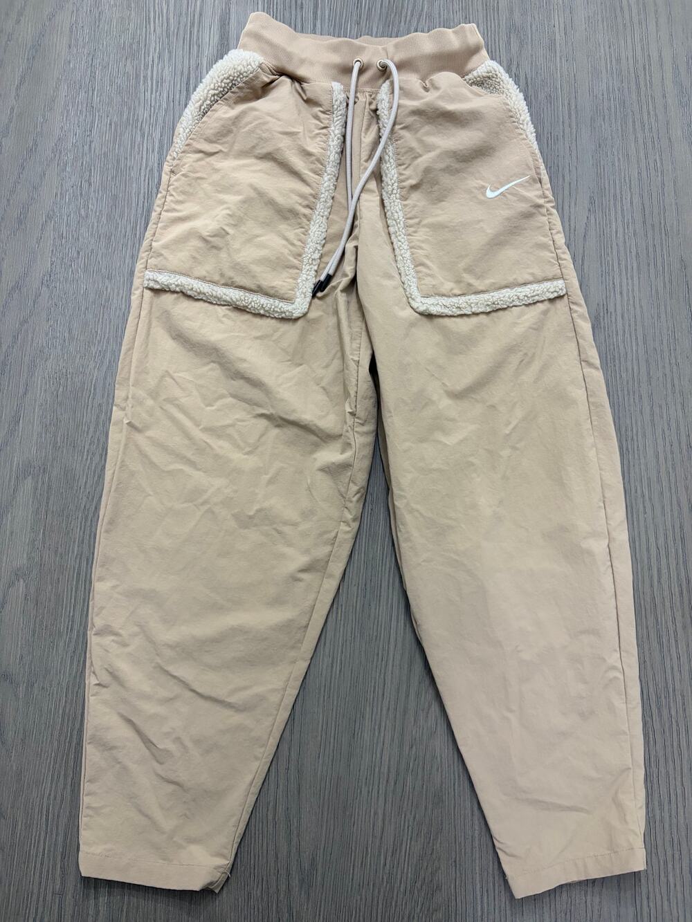 Nike Women's DQ6809-200 Essential Woven High Rise Joggers Beige XS